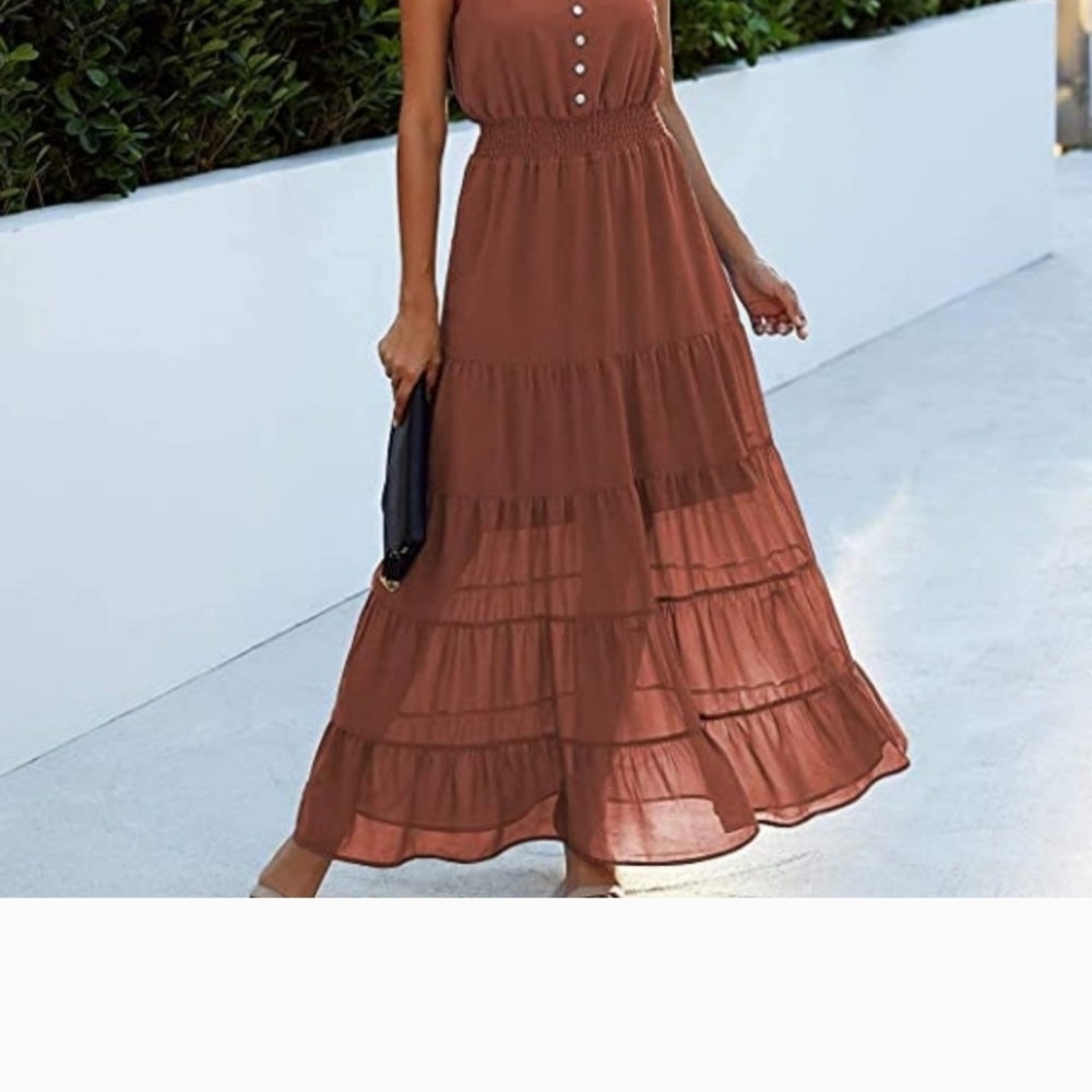 Pretty Garden NWT Chic Midi Dress in Warm Brown SIZE S - Picture 5 of 11
